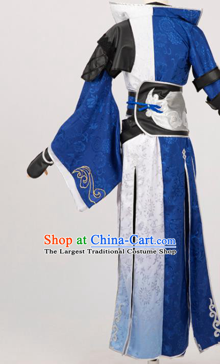 Cosplay Chinese Ming Dynasty Swordsman Costumes Ancient Knight Blue Clothing