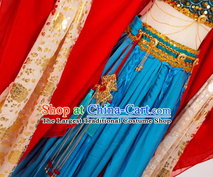 Chinese Cosplay Imperial Consort Costumes Ancient Fairy Princess Hanfu Dress Red Top and Skirt