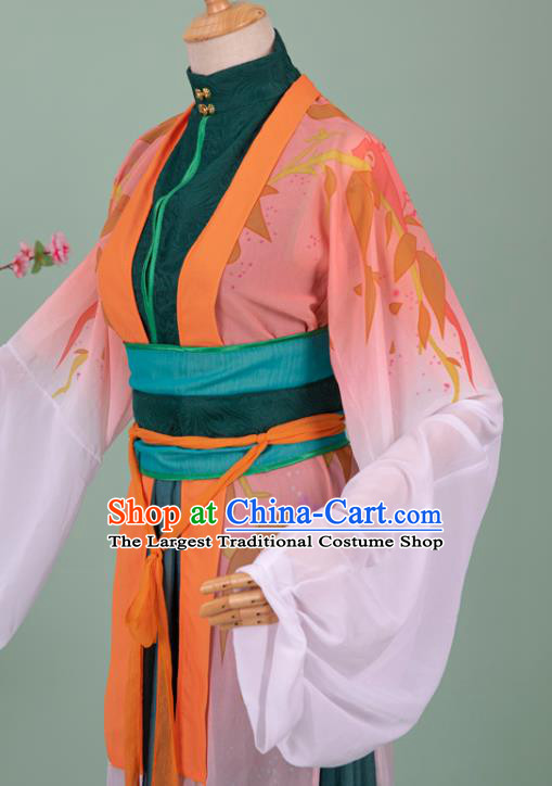 Chinese Cosplay Poetess Costumes Ancient Song Dynasty Young Mistress Li Qingzhao Hanfu Dress Apparels Full Set