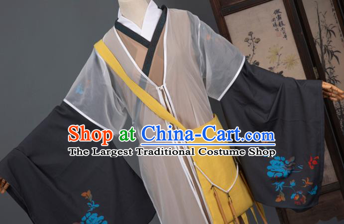 Cosplay Chinese Yuan Dynasty Scholar Costumes Ancient Litterateur Tang Xianzu Clothing