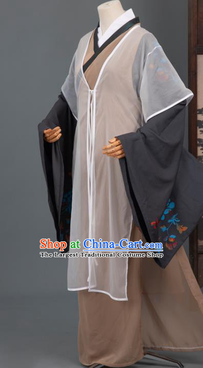 Cosplay Chinese Yuan Dynasty Scholar Costumes Ancient Litterateur Tang Xianzu Clothing