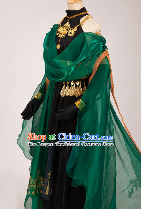 Chinese Cosplay Female Assassin Costumes Ancient Swordswoman Black Hanfu Dress