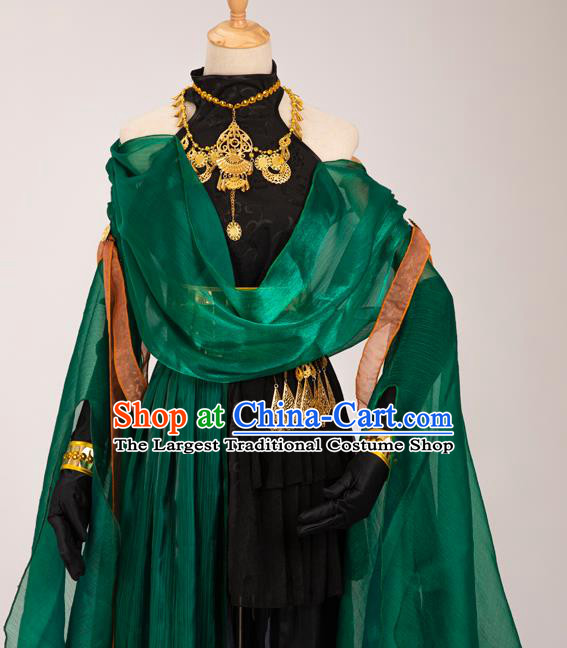 Chinese Cosplay Female Assassin Costumes Ancient Swordswoman Black Hanfu Dress