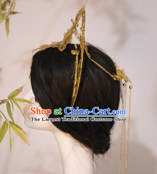China Cosplay Queen Golden Royal Crown Ancient Empress Hair Accessories