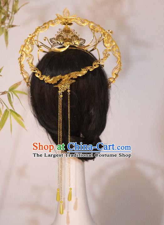 China Cosplay Queen Golden Royal Crown Ancient Empress Hair Accessories