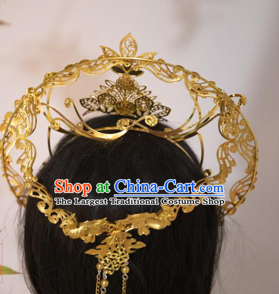 China Cosplay Queen Golden Royal Crown Ancient Empress Hair Accessories