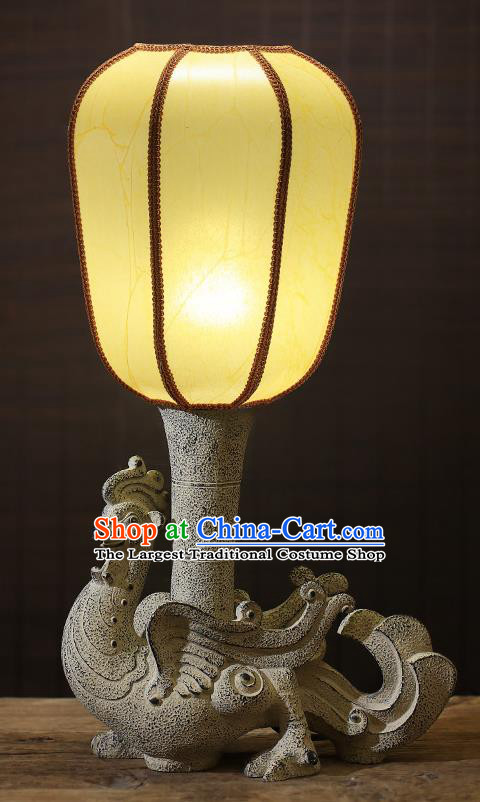 China Handmade Desk Lanterns Palace Lantern Traditional Home Decorations Stone Carving Vermilion Bird Table Lamp