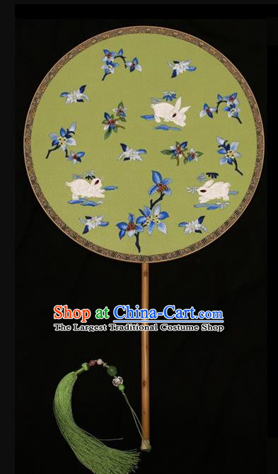 Chinese Dance Round Fan Traditional Silk Fan Double Sides Embroidered Fans Suzhou Embroidery Palace Fan