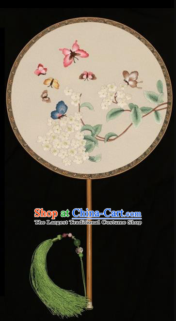 Chinese Dance Round Fan Traditional Silk Fan Double Sides Embroidered Fans Suzhou Embroidery Palace Fan