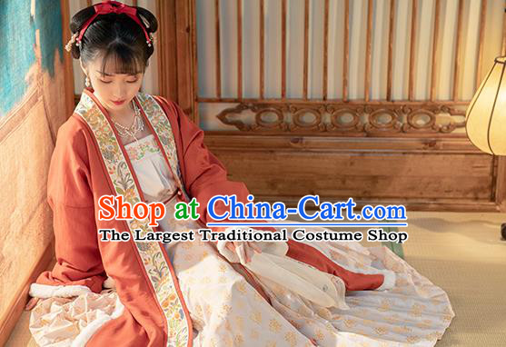 Traditional China Song Dynasty Princess Zhao Huirou Hanfu Clothing Ancient Court Lady Embroidered Costumes Full Set