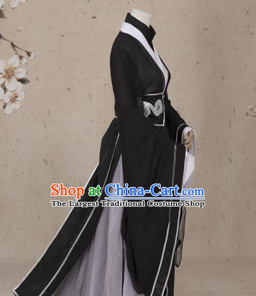 Chinese Ming Dynasty Prince Costumes Ancient Cosplay Swordsman Black Clothing