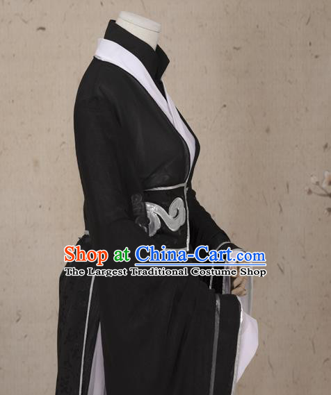 Chinese Ming Dynasty Prince Costumes Ancient Cosplay Swordsman Black Clothing