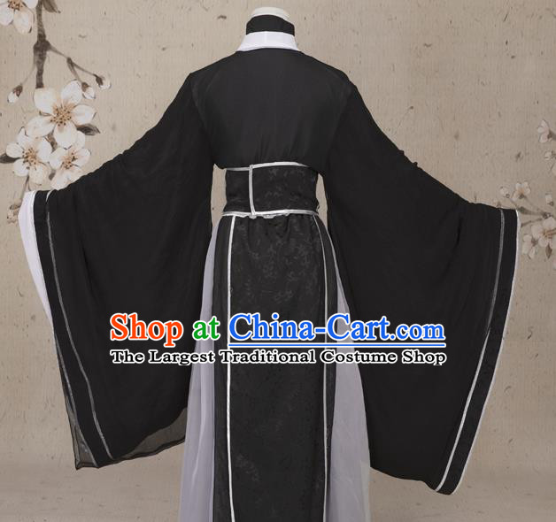 Chinese Ming Dynasty Prince Costumes Ancient Cosplay Swordsman Black Clothing