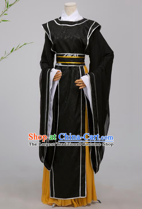 Chinese Ming Dynasty Scholar Black Costumes Ancient Cosplay Crown Prince Clothing