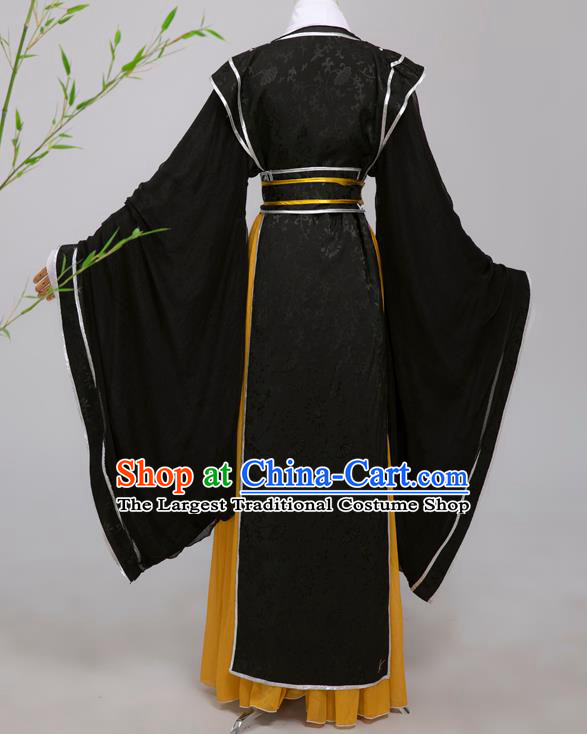 Chinese Ming Dynasty Scholar Black Costumes Ancient Cosplay Crown Prince Clothing