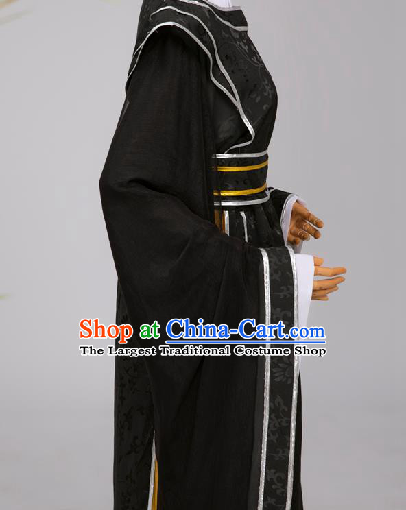 Chinese Ming Dynasty Scholar Black Costumes Ancient Cosplay Crown Prince Clothing