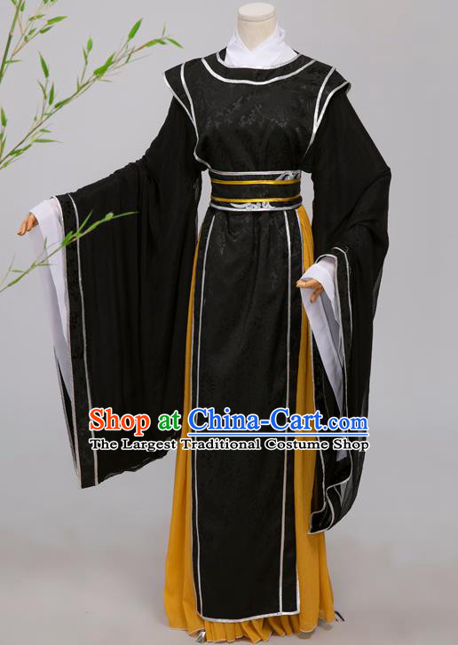 Chinese Ming Dynasty Scholar Black Costumes Ancient Cosplay Crown Prince Clothing