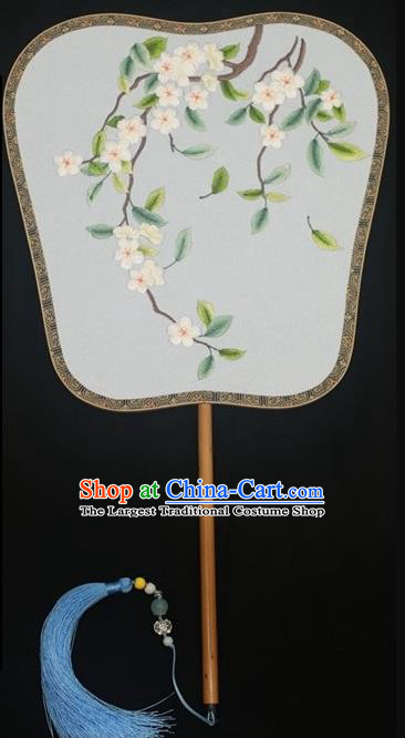 Handmade Chinese Suzhou Embroidery Palace Fan Double Sides Silk Fan Cheongsam Show Embroidered Fans