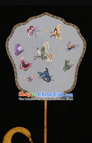 China Double Side Embroidered Fan Traditional Butterfly Flowers Pattern Silk Fans Suzhou Embroidery Palace Fan