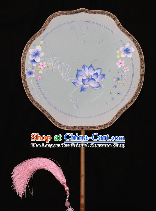 China Traditional Wedding Fan Double Side Embroidered Fan Silk Fans Suzhou Embroidery Palace Fan