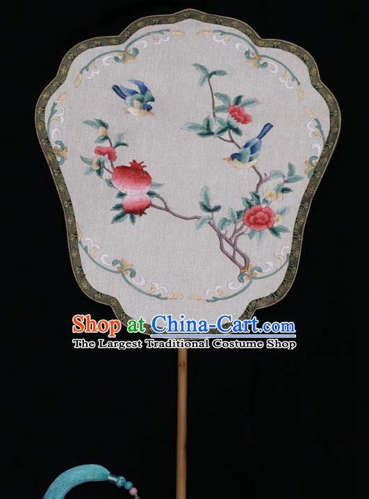 China Traditional Court Lady Fan Suzhou Embroidery Palace Fan Double Side Embroidered Fan Silk Fans