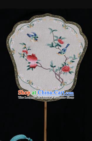 China Traditional Court Lady Fan Suzhou Embroidery Palace Fan Double Side Embroidered Fan Silk Fans