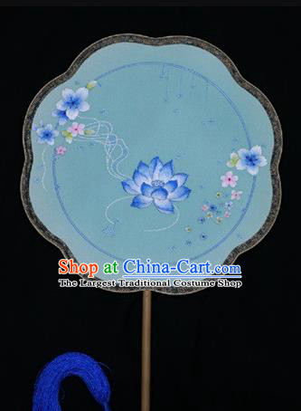 China Suzhou Embroidery Double Side Fan Palace Fans Classical Dance Silk Fan Traditional Court Lady Fan