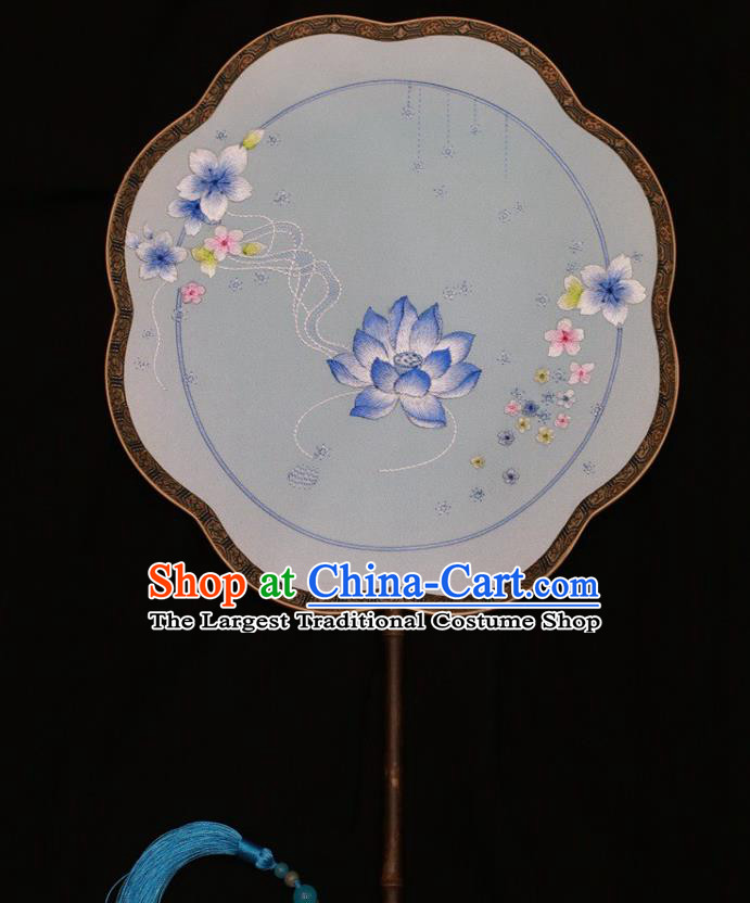 China Suzhou Embroidery Double Side Fan Palace Fans Classical Dance Silk Fan Traditional Court Lady Fan