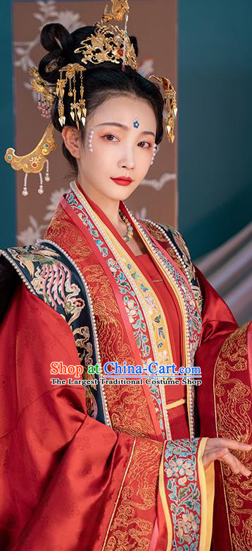 Ancient Song Dynasty Wedding Hanfu Clothing China Court Empress Embroidered Costumes Full Set