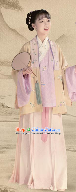 China Ancient Apparels Ming Dynasty Patrician Lady Hanfu Clothing Nobility Infanta Embroidered Costumes