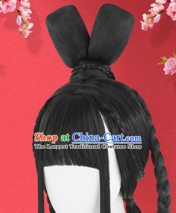 Chinese Song Dynasty Princess Bangs Wigs Quality Wigs China Best Chignon Wig Ancient Young Lady Wig Sheath