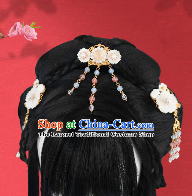 Chinese Jin Dynasty Court Lady Wigs Quality Wigs China Best Chignon Wig Ancient Palace Princess Wig Sheath and Hair Accessories