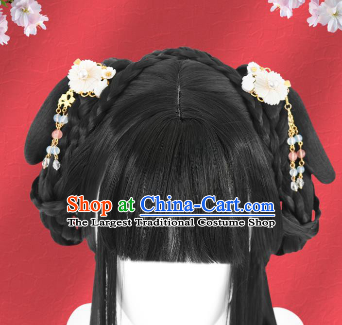 Chinese Jin Dynasty Young Lady Bangs Wigs Quality Wigs China Best Chignon Wig Ancient Princess Wig Sheath and Hairpins
