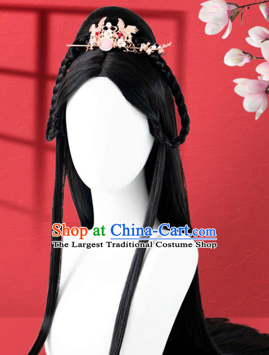 Chinese Jin Dynasty Princess Wigs Quality Wigs China Best Chignon Wig Ancient Goddess Wig Sheath and Hair Crown