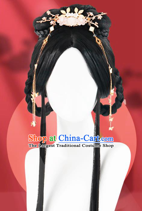 Chinese Jin Dynasty Noble Lady Wigs Quality Wigs China Best Chignon Wig Ancient Court Woman Wig Sheath and Hair Sticks