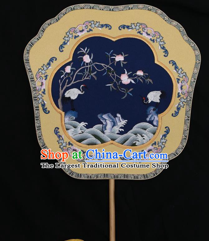 China Suzhou Embroidery Double Side Fan Palace Fan Classical Dance Navy Silk Fans Ancient Bride Fan
