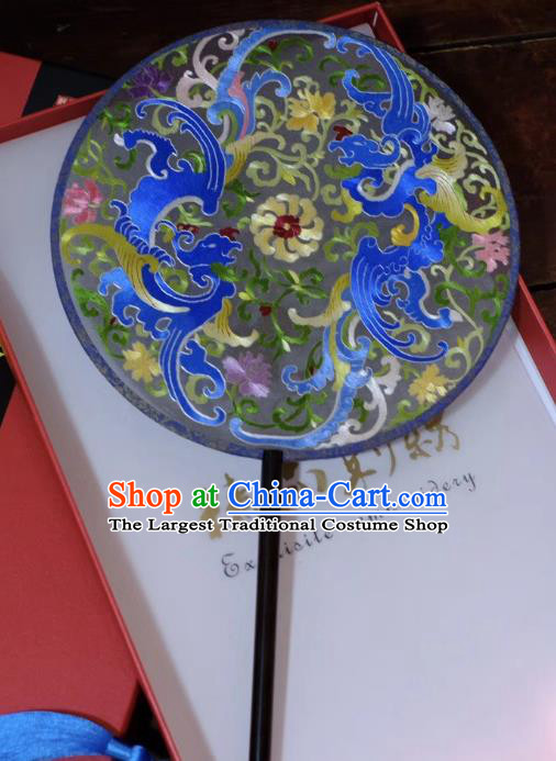China Qing Dynasty Court Lady Fans Suzhou Double Side Fans Ancient Palace Fan Handmade Round Fan Embroidery Silk Fan