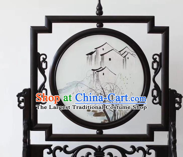 China Traditional Handmade Suzhou Embroidered Desk Screen Embroidery Ornaments Craft