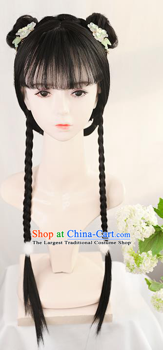 Chinese Cosplay Village Girl Wigs Best Quality Wigs China Wig Chignon Ancient Ming Dynasty Young Lady Wig Sheath