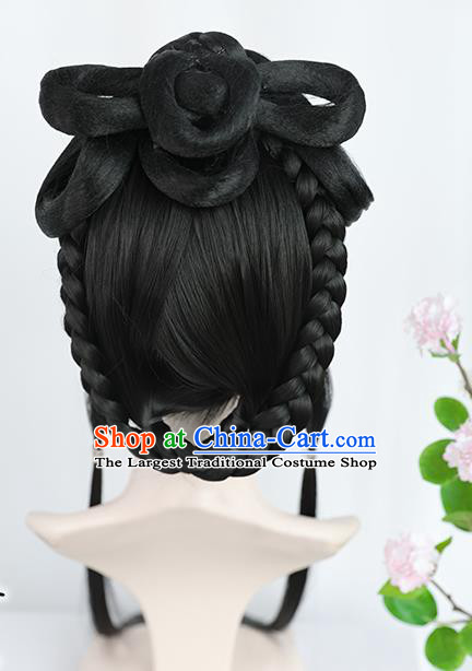 Chinese Song Dynasty Noble Lady Wigs Best Quality Wigs China Cosplay Wig Chignon Ancient Female Wig Sheath