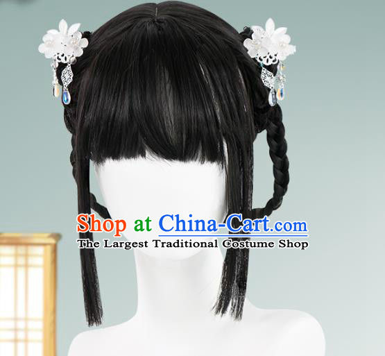 Chinese Song Dynasty Noble Lady Bangs Wigs Quality Wigs China Best Chignon Wig Ancient Young Girl Wig Sheath and Hair Sticks