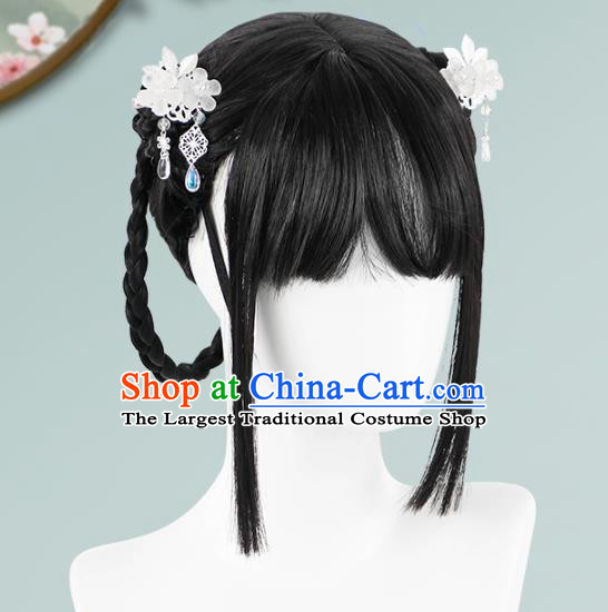 Chinese Song Dynasty Noble Lady Bangs Wigs Quality Wigs China Best Chignon Wig Ancient Young Girl Wig Sheath and Hair Sticks