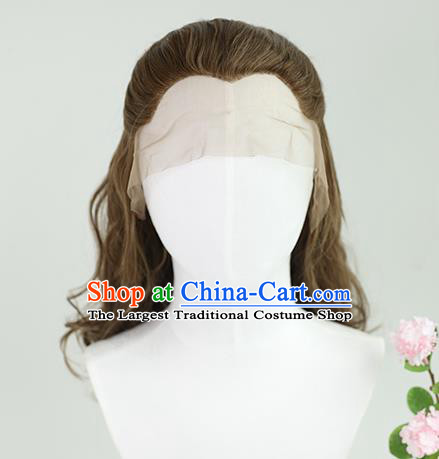 Best Chinese Cosplay Scholar Wig Sheath China Quality Lace Wigs Ancient Swordsman Tang Bohu Brown Wig