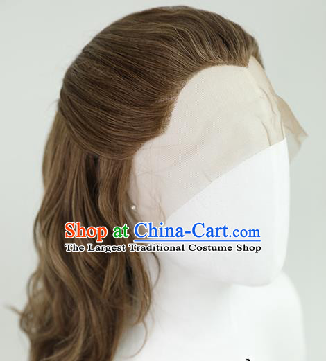 Best Chinese Cosplay Scholar Wig Sheath China Quality Lace Wigs Ancient Swordsman Tang Bohu Brown Wig