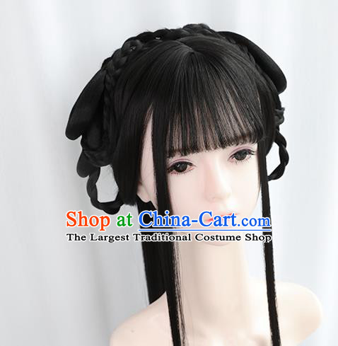 Chinese Jin Dynasty Princess Bangs Wigs Best Quality Wigs China Cosplay Wig Chignon Ancient Court Female Wig Sheath