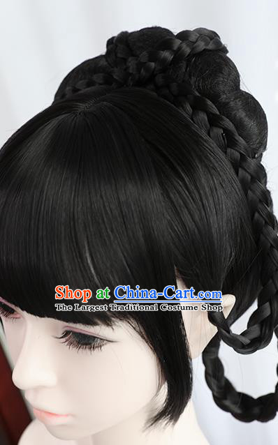 Chinese Tang Dynasty Princess Bangs Wigs Best Quality Wigs China Cosplay Wig Chignon Ancient Palace Lady Wig Sheath