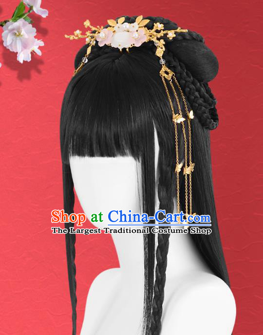 Chinese Ming Dynasty Young Lady Bangs Wigs Quality Wigs China Best Chignon Wig Ancient Noble Girl Wig Sheath