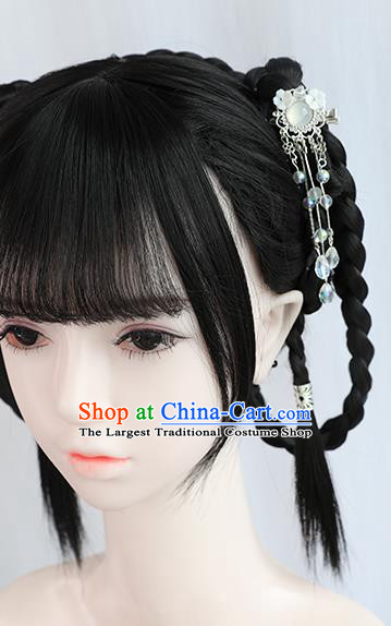 Chinese Song Dynasty Young Lady Bangs Wigs Best Quality Wigs China Cosplay Wig Chignon Ancient Village Girl Wig Sheath