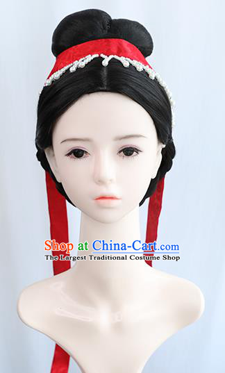 Chinese Song Dynasty Court Female Bangs Wigs Best Quality Wigs China Cosplay Wig Chignon Ancient Imperial Consort Wig Sheath