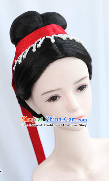 Chinese Song Dynasty Court Female Bangs Wigs Best Quality Wigs China Cosplay Wig Chignon Ancient Imperial Consort Wig Sheath